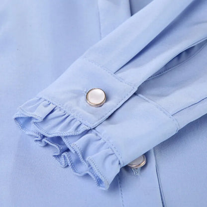 2022 White Blouse Roupas Femininas Long Sleeve Casual Shirt Elegant Ruffled Collar Office Lady Tops
