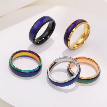 6mm Unisex Changing Color Rings for Women Stainless Steel Mood Feeling Tracker Ring for Men Novelty Jewelry for Gift Party WC039